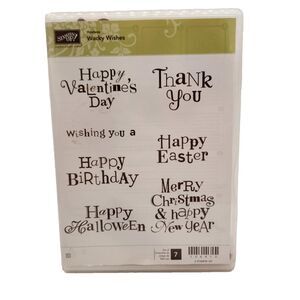 Stampin Up Wacky Wishes Cling Stamp Set Unmounted Holiday Greetings Birthday